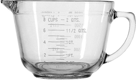Anchor Hocking 2L/8-Cup Glass Batter Bowl Measuring Jug - Clear