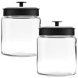 2x Anchor Hocking Montana Jar w/Black Lid 18x15cm - 1.9L