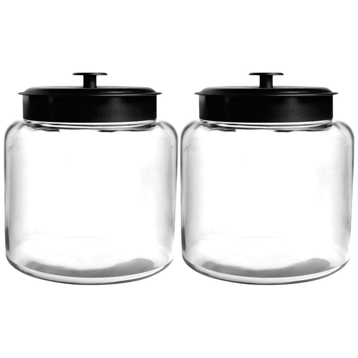 2x Anchor Hocking Montana Jar 1.5 Gallon / 5.7L Glass Jar with Black Metal Lid
