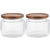 2x Anchor Hocking Montana 1.5L/16cm Glass Jar Container w/ Acacia Lid - Clear