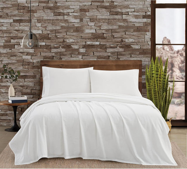 FRYE 3-Piece Single Bed Sheet Set Cotton/Linen Blend in White (US Twin)