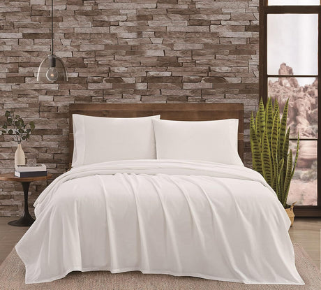 FRYE Cotton/Linen Blend 4-Piece Bed Sheet Set in White (Full/Double Size)