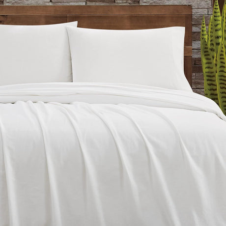 FRYE Cotton/Linen Blend 4-Piece Bed Sheet Set in White (Full/Double Size)