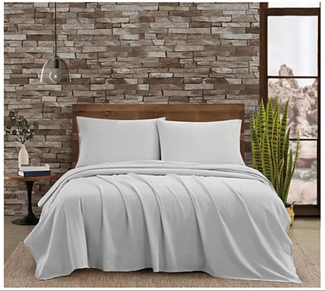 FRYE Cotton/Linen Blend 4-Piece Bed Sheet Set in Grey (Full/Double Size)