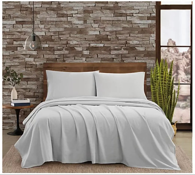 FRYE Cotton/Linen Blend 4-Piece Bed Sheet Set in Grey (Full/Double Size)