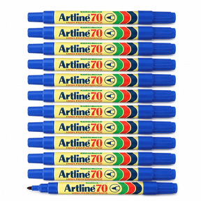 12x Artline 70 1.5mm Permanent Marker - Bullet Nib - Blue (Bulk Pack)
