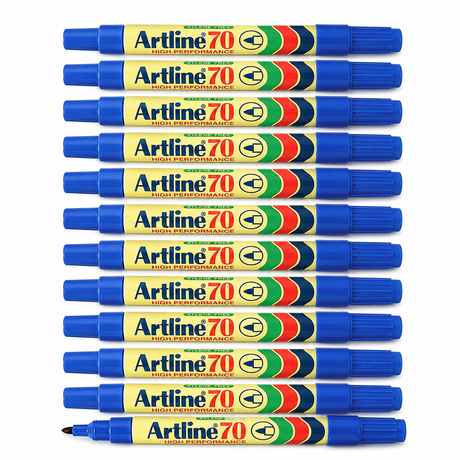 12x Artline 70 1.5mm Permanent Marker - Bullet Nib - Blue (Bulk Pack)