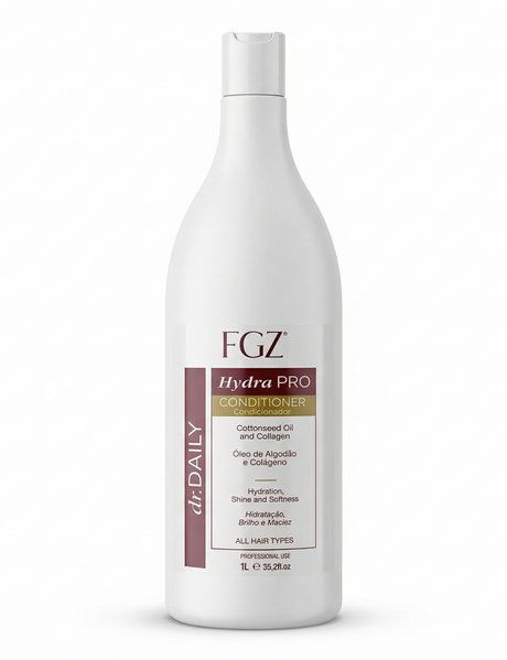 FGZ Hydra Pro Conditioner 1L - Cottonseed Oil, Collagen & Silk Protein (Keratin & Nanoplasty Safe)