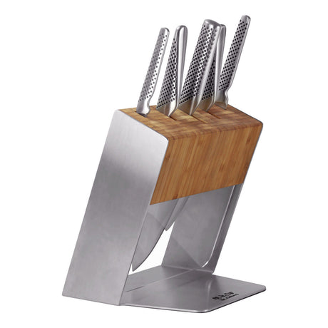 Global Katana 6-Piece Knife Block Set (Bamboo) - Japanese Knives