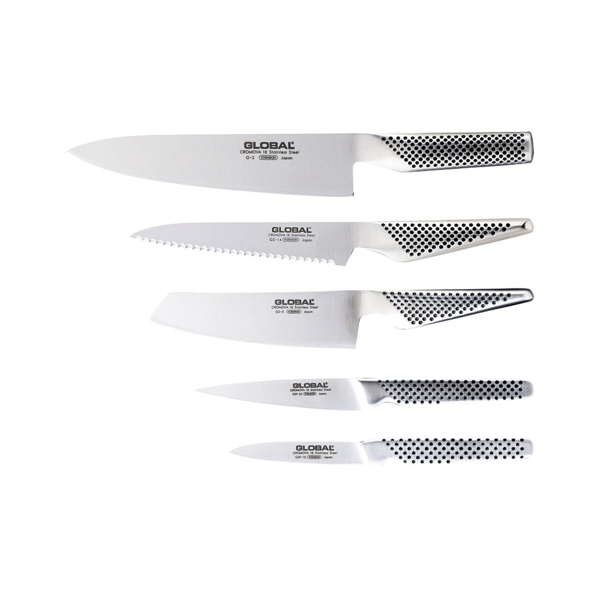 Global Katana 6-Piece Knife Block Set (Bamboo) - Japanese Knives