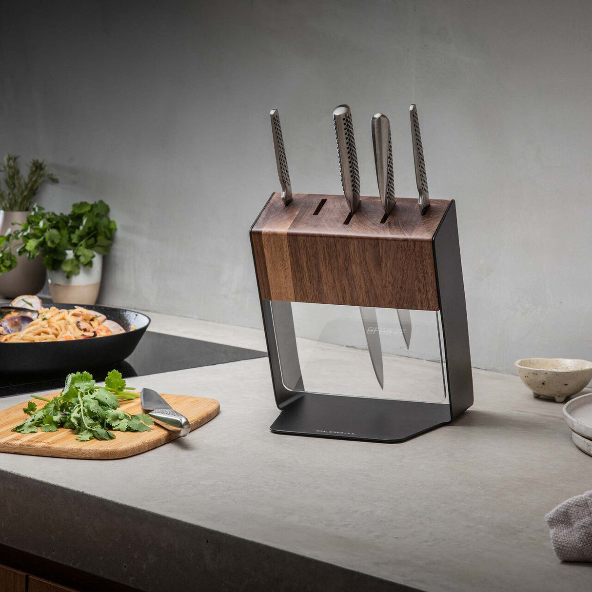 Global Katana 6-Piece Knife Block Set (Walnut) - Japanese Knives