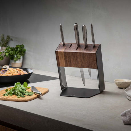 Global Katana 6-Piece Knife Block Set (Walnut) - Japanese Knives