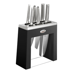 Global Kabuto 7-Piece Knife Block Set (Black) - Japanese Knives