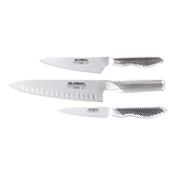 Global 3-Piece Stainless Steel Knife Set (with Fluted Blade) - Japanese Knives