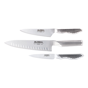 Global 3-Piece Stainless Steel Knife Set (with Fluted Blade) - Japanese Knives
