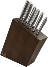 Global Kyoto 7-Piece Japanese Knife Block Set Stained Ash Block - Made in Japan