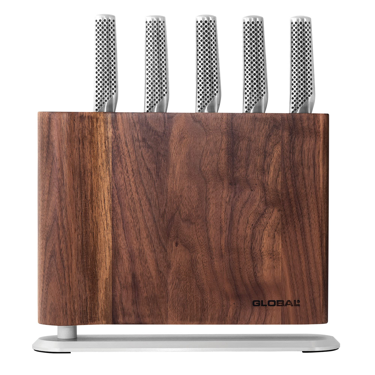 Global UKU 6-Piece Walnut Japanese Knife Block Set - Made in Japan