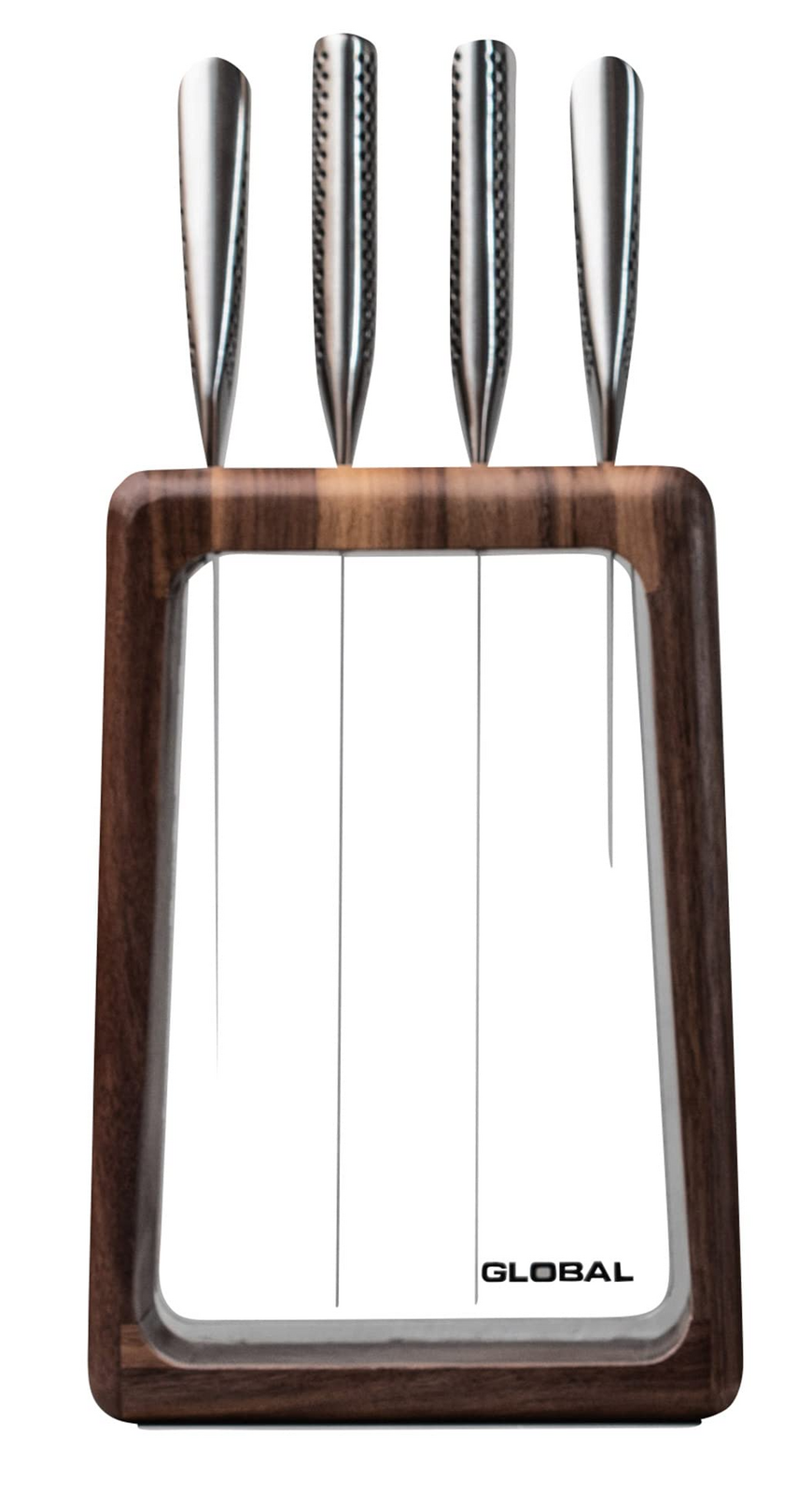 Global Hashira 5-Piece Japanese Knife Block Set Walnut Storage Block - Made in Japan