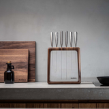 Global Hashira 7-Piece Japanese Knife Block Set Walnut Storage Block - Made in Japan