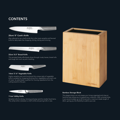 Global Nagoya 5-Piece Japanese Knife Block Set - Made in Japan