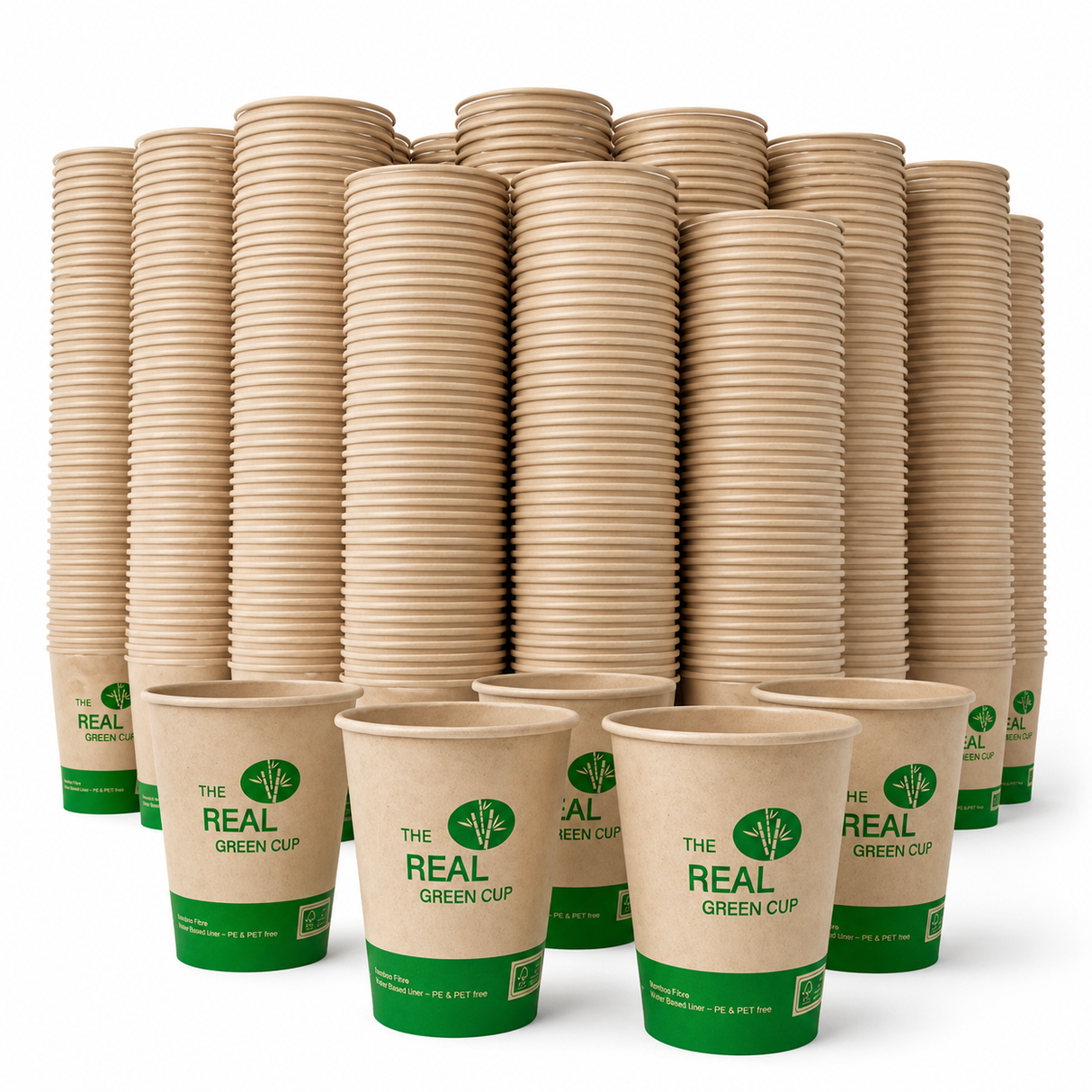 2500x Bamboo Paper Drinking Cups (Single Wall) w/ Water Based Lining - 7oz (210ml)
