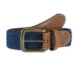 Dents Mens Elastic Stretch Belt Leather End Webbing - Ocean