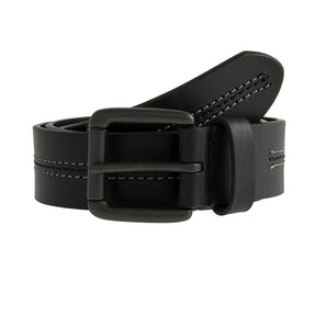 Dents Mens Lined Leather Belt with Stitch Detail and Gunmetal Buckle - Black
