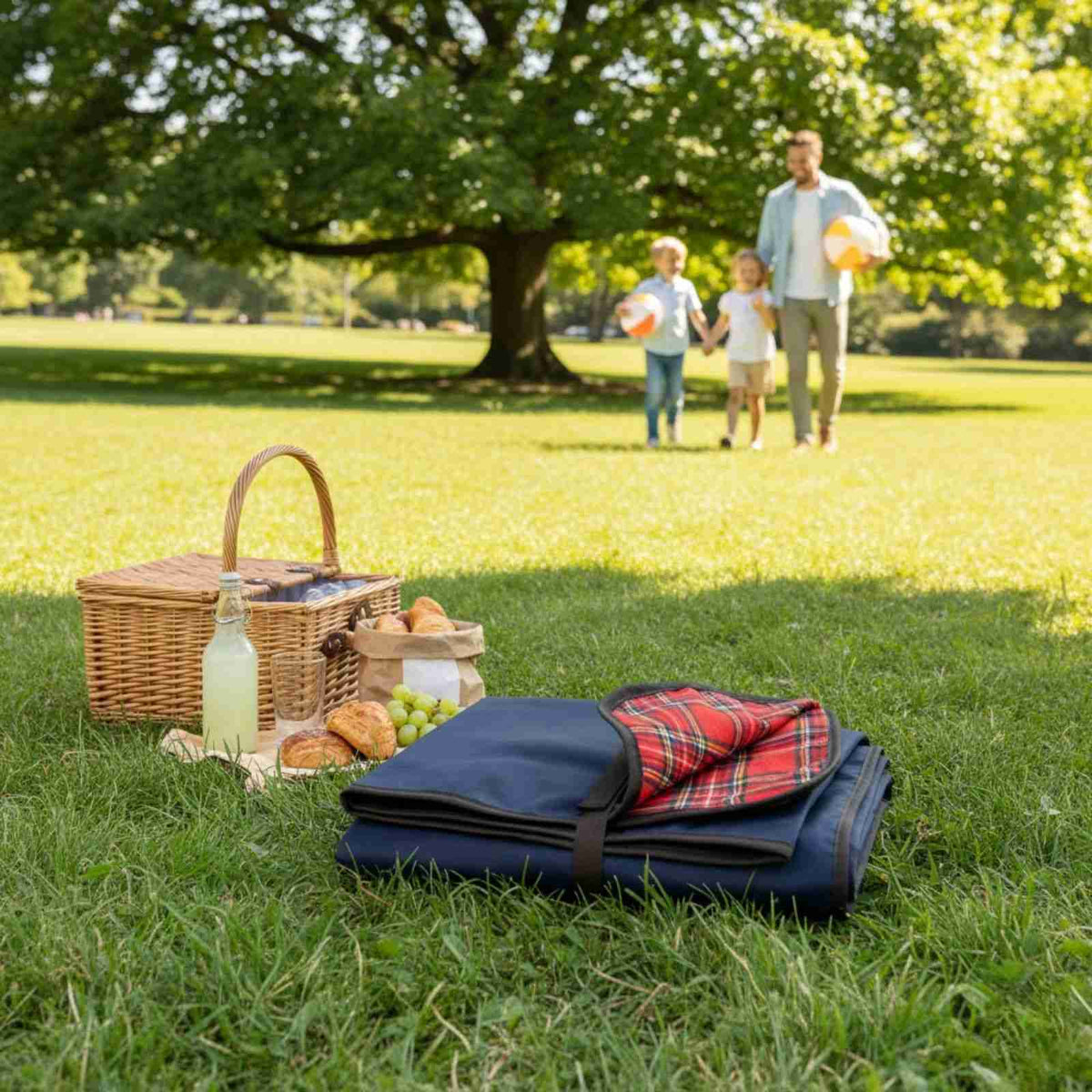 Jacaru 8003LE 100% Cotton Oilskin Picnic Blanket - Navy Limited Edition (Water Resistant 225 x 145cm Tartan Back)