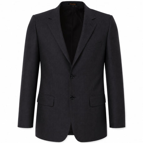 Biz Corporates Mens Single Breasted 2 Button Pinstripe Suit Jacket - Charcoal (Work Blazer)