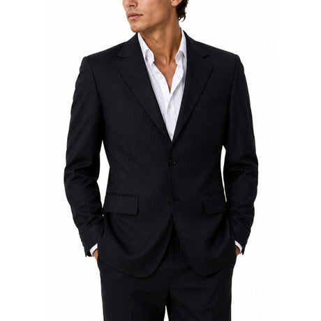 Biz Corporates Mens Single Breasted 2 Button Pinstripe Suit Jacket - Charcoal (Work Blazer)