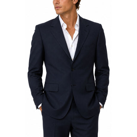 Biz Corporates Mens Single Breasted 2 Button Pinstripe Suit Jacket - Navy (Work Blazer)