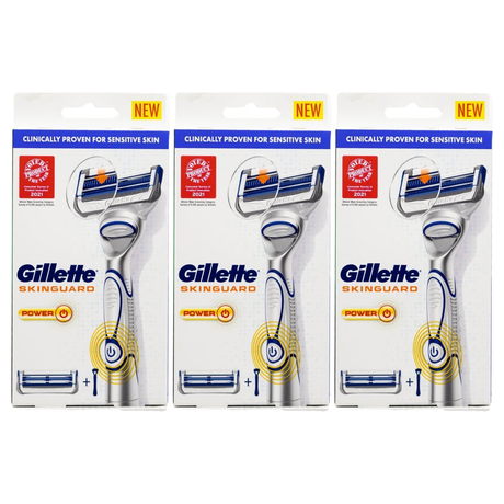 3x Gillette Mens SkinGuard Razor Pack - 1 Handle with 1 Cartridge
