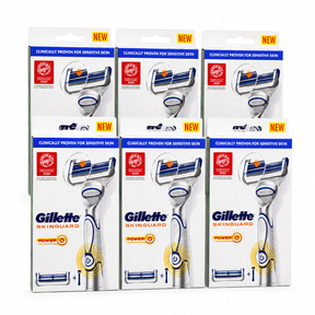 6x Gillette Razor Skinguard Razor (6 Handles with 6 Cartridges)