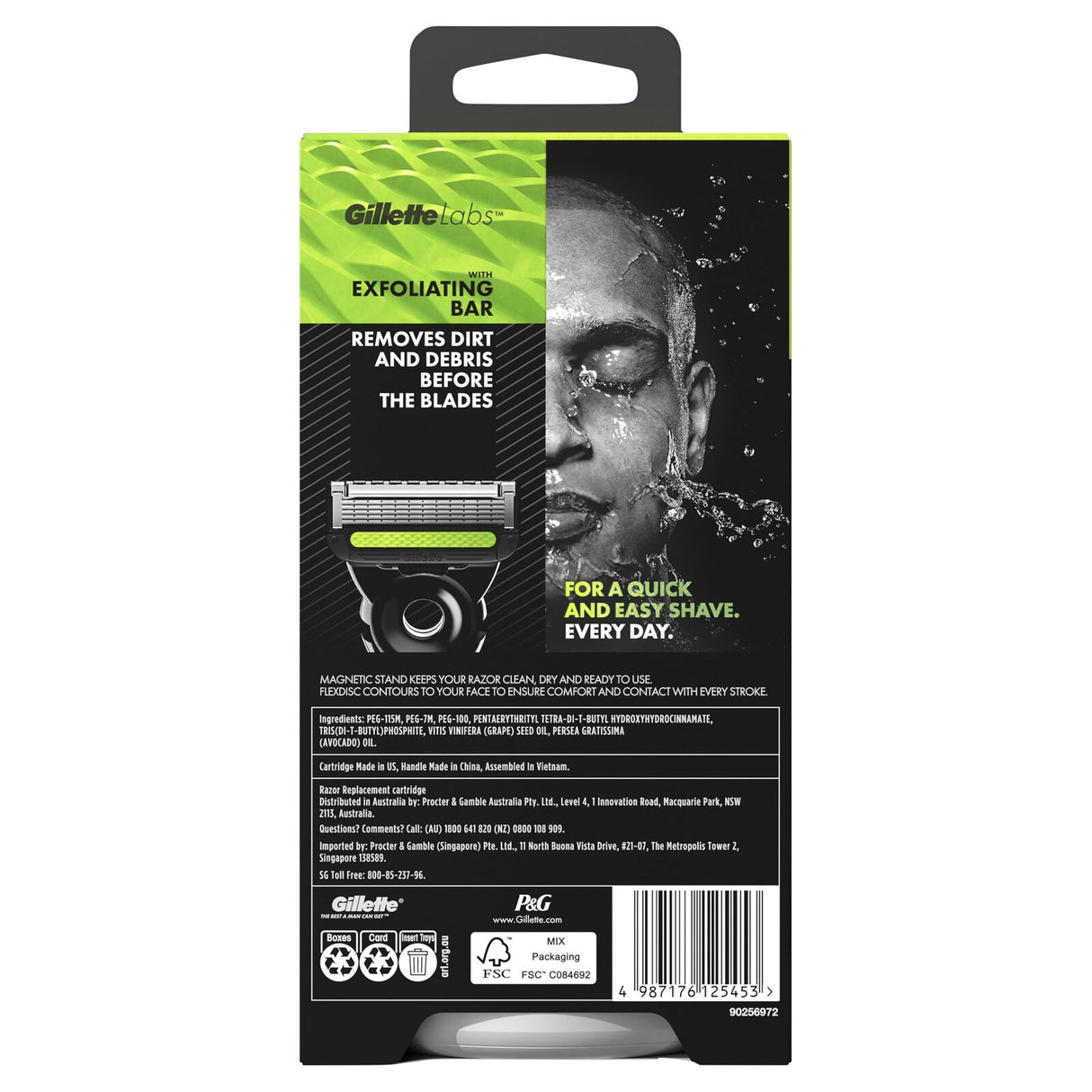 Gillette Labs Mens 5 Blade Exfoliating Bar Razor - Handle + 4 Cartridges + Stand