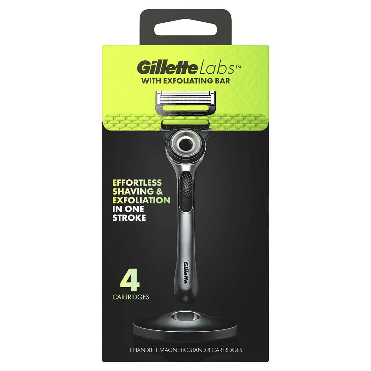 Gillette Labs Mens 5 Blade Exfoliating Bar Razor - Handle + 4 Cartridges + Stand
