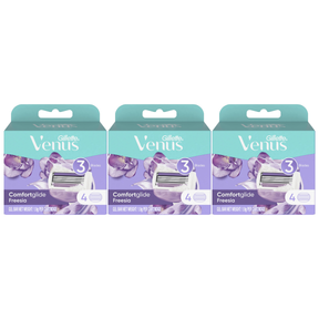 3x Gillette Venus Comfortglide Freesia Scent 3-Blade Razor Refills Pack - 4 Pack
