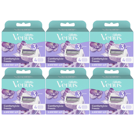 6x Gillette Venus Womens Comfortglide Freesia Scent 3-Blade Razor Refills Bulk Pack