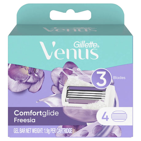 Gillette Venus Womens Comfortglide Freesia Scent 3-Blade Razor Refills - 4 Pack