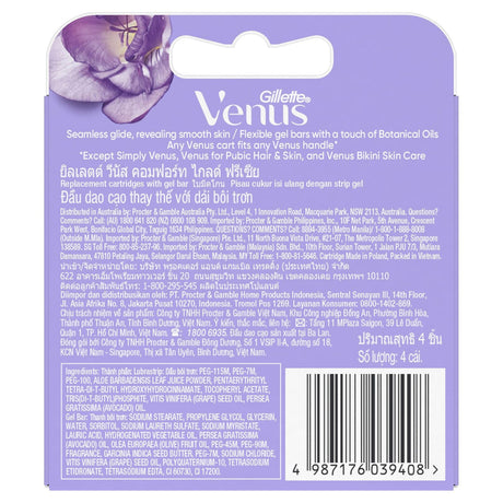 6x Gillette Venus Womens Comfortglide Freesia Scent 3-Blade Razor Refills Bulk Pack