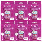 6x Gillette Venus Snap Womens 5 Blade Razor Bulk Pack - Extra Smooth (w/ Mini Handle & Travel Case)