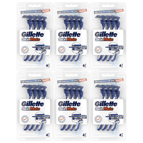 24x Gillette SkinMate Mens Sensitive Disposable Razors Bulk Pack - Blue
