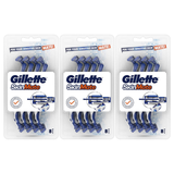 24x Gillette SkinMate Mens Sensitive Skin Disposable Razors Bulk Pack - Blue (3 Packs of 8)