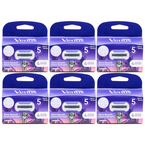 6x Gillette Venus Extra Smooth Womens 5-Blade Razor Refill Cartridges Bulk Pack - Miami Midnight (4 Pack)
