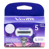 4x Gillette Venus 5 Blades Extra Smooth Razor Refill Cartridges Miami Midnight