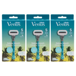 3x Gillette Venus Deluxe Smooth Womens 5 Blade Razor Pack - Miami Sunrise (1 Handle + 2 Cartridges)