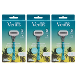 3x Gillette Venus Deluxe Smooth Womens 5 Blade Razor Pack - Miami Sunrise (1 Handle + 2 Cartridges)
