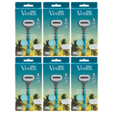 6x Gillette Venus Deluxe Smooth Womens 5 Blade Razor Bulk Pack - Miami Sunrise (1 Handle + 2 Cartridges)