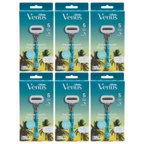 6x Gillette Venus Deluxe Smooth Womens 5 Blade Razor Bulk Pack - Miami Sunrise (1 Handle + 2 Cartridges)