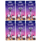 6x Gillette Venus Extra Smooth Womens 5 Blade Razor Bulk Pack - Miami Midnight (1 Handle + 2 Cartridges)