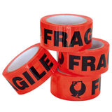 36x Rolls Fragile Packaging Tape (48mm x 66m) - Black on Fluro Orange - 1 Carton